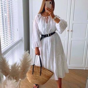 NWT ZARA Openwork Embroidered Boho Lightweight Dress. Size L